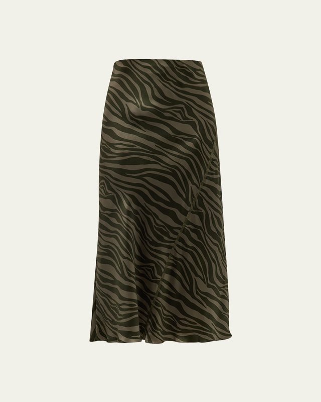 Silk Charmeuse Zebra Stripe Maxi Skirt